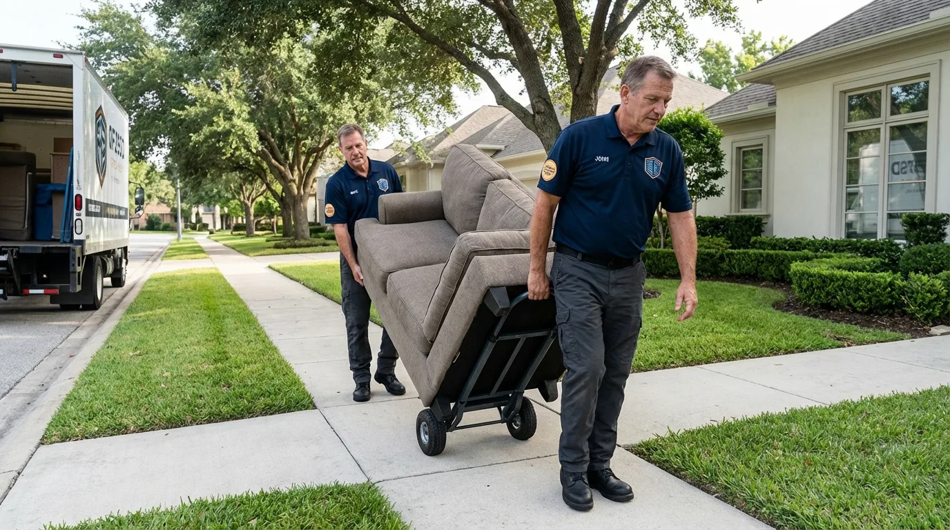 Local residential moving crew loading furniture in Wauregan, CT
